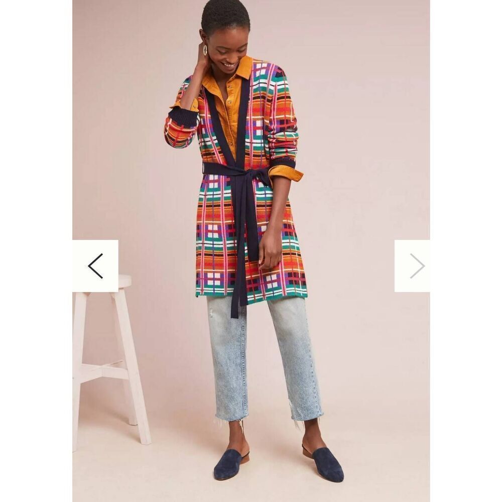 Anthropologie Moth Williston Plaid Cardigan Size Small